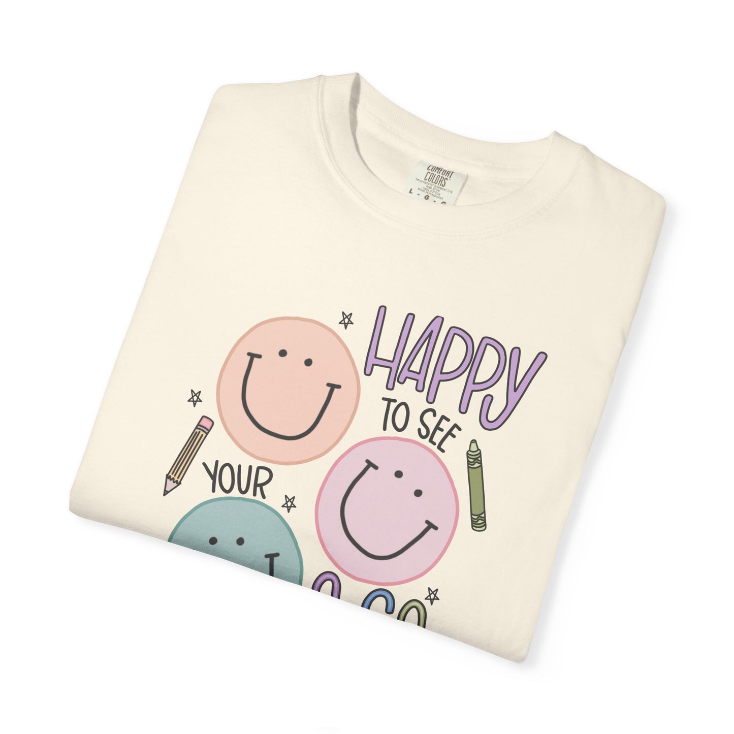 Happy to see your Face Shirt, Teacher Mood T-shirt - Teacher Shirt, Teaching Vibes Unisex T-Shirt, Cute Tee for Teachers, Back to School Gift, Fun Kids Apparel, Educational Theme Shirt