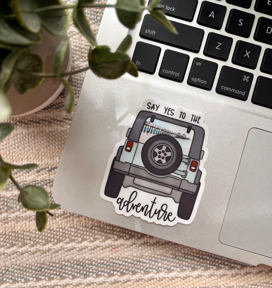Say Yes to the Adventure Beach Jeep Sticker