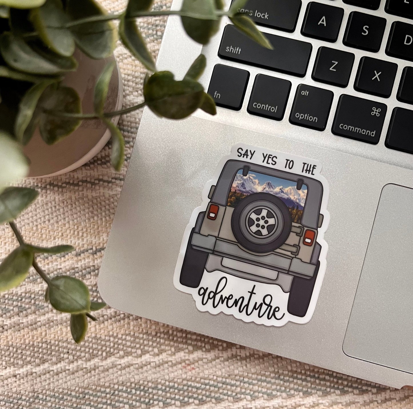 Say Yes to the Adventure Mountain Jeep Sticker