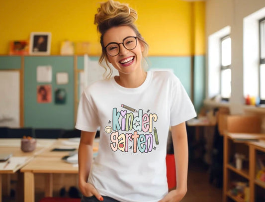 Kindergarten Vibes Unisex T-Shirt, Cute Tee for Teachers, Back to School Gift, Fun Kids Apparel, Educational Theme Shirt