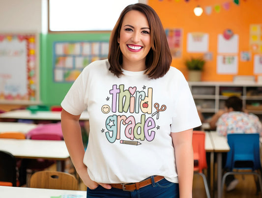 Teacher T-shirt - 3rd Grade Teacher Shirt, Third Grade Vibes Unisex T-Shirt, Cute Tee for Teachers, Back to School Gift, Fun Kids Apparel, Educational Theme Shirt