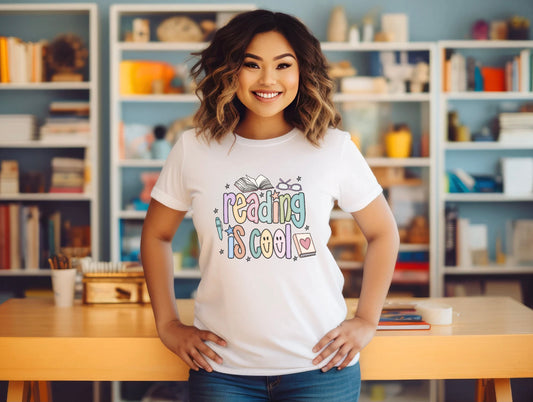 Reading is Cool Unisex T-Shirt, Librarian Lightweight Tee, Educational Gift, Reading Lover Apparel, Back to School Shirt, Fun Shirt for Kids