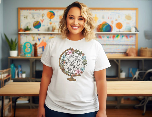 Teacher Globe T-Shirt Teacher Shirt- Teaching Vibes Unisex T-Shirt, Cute Tee for Teachers, Back to School Gift, Fun Kids Apparel, Educational Theme Shirt