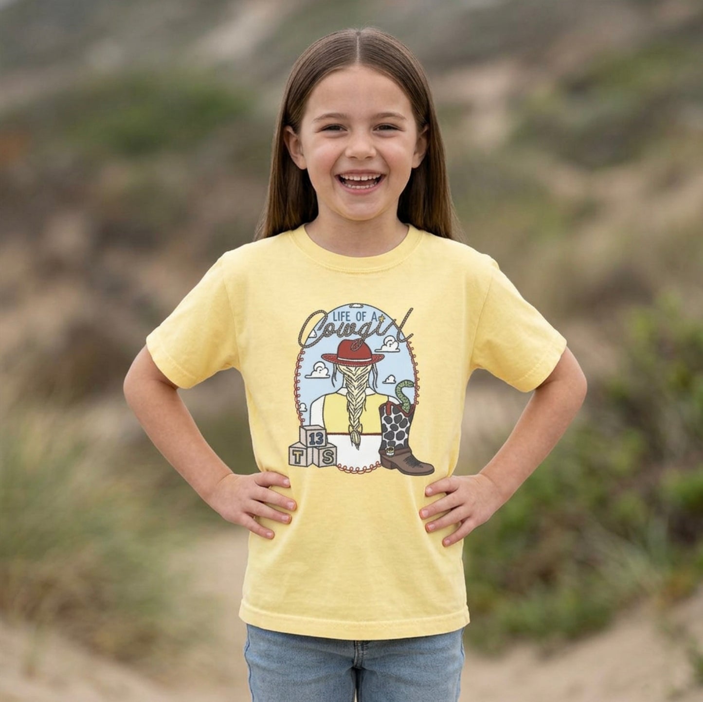 Youth Tee — 'Life of an Cowgirl' Western Cowgirl Design