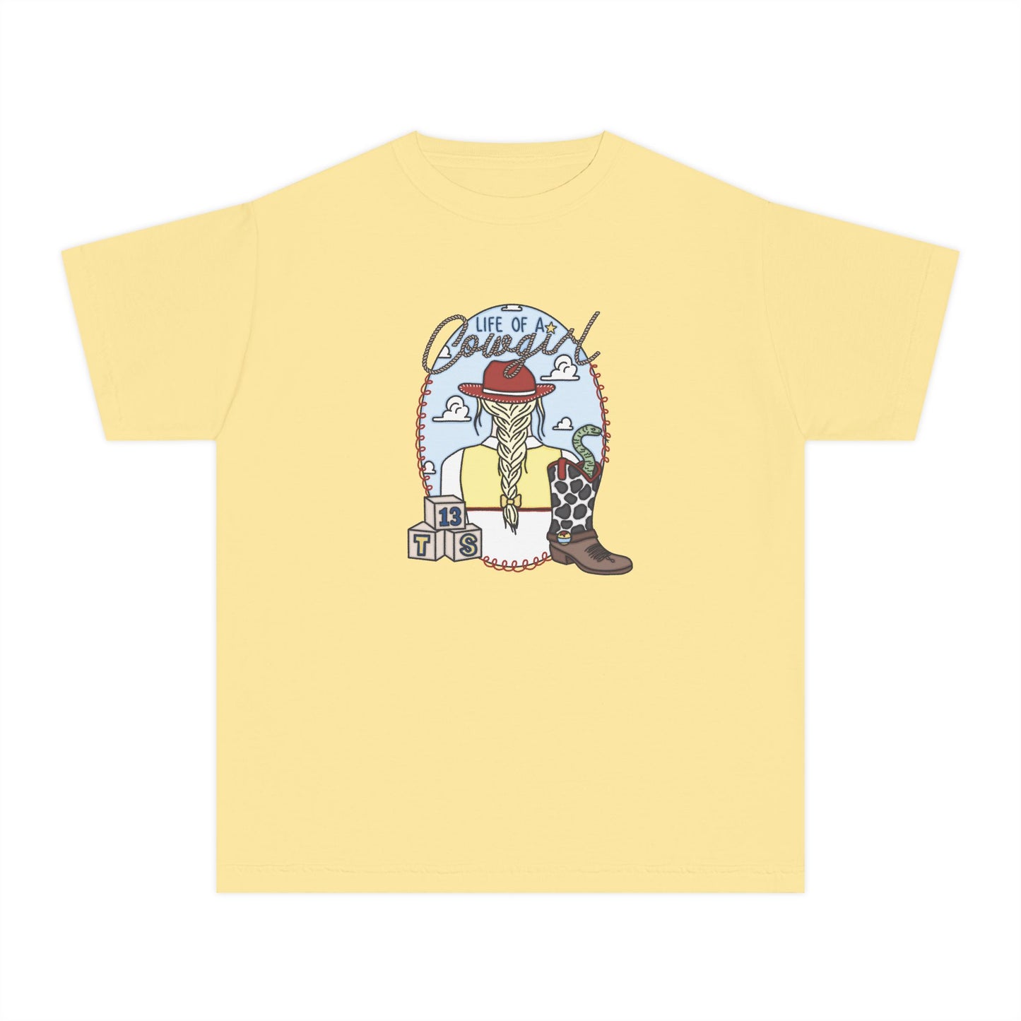 Youth Tee — 'Life of an Cowgirl' Western Cowgirl Design