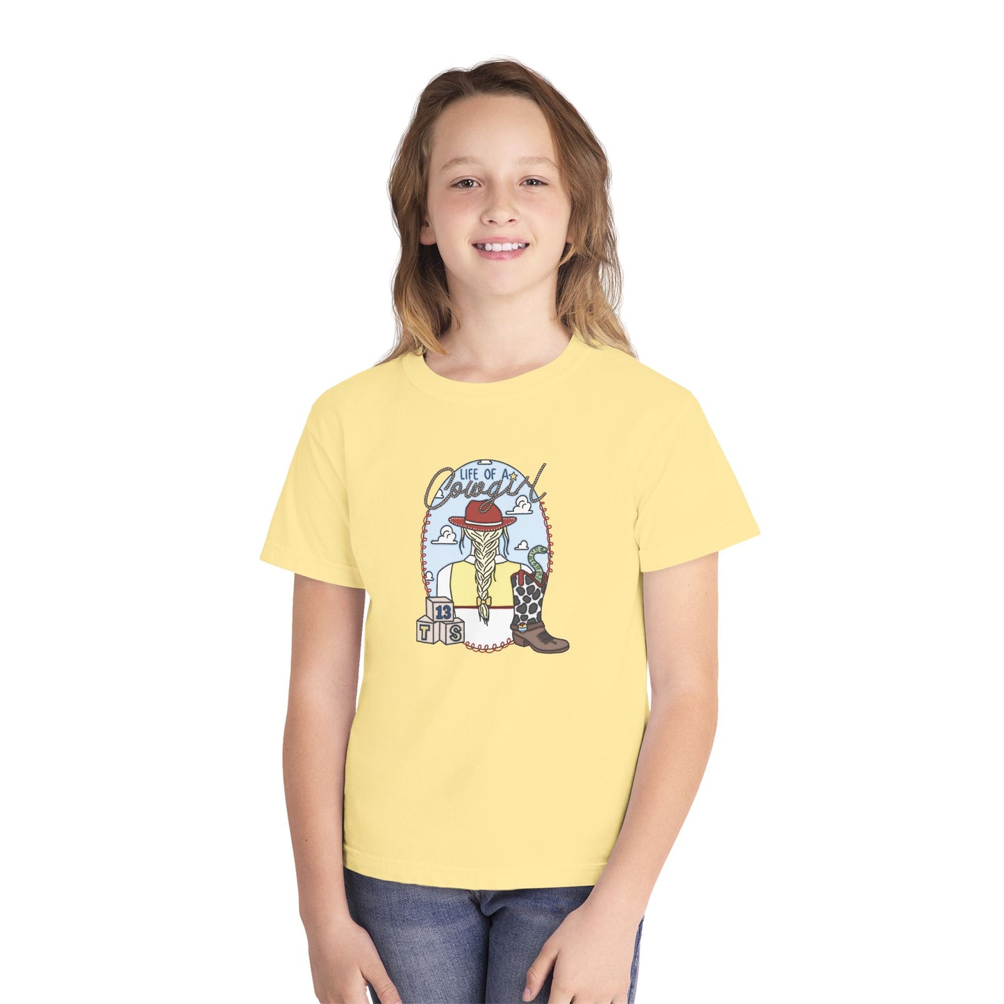 Youth Tee — 'Life of an Cowgirl' Western Cowgirl Design