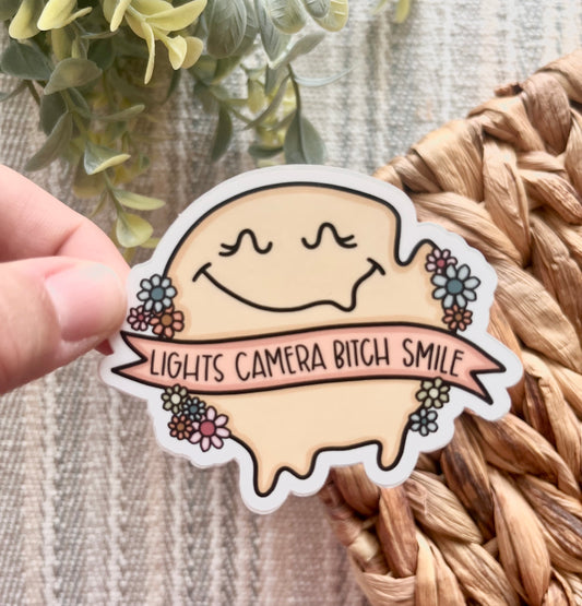 Lights Camera Smile Sticker