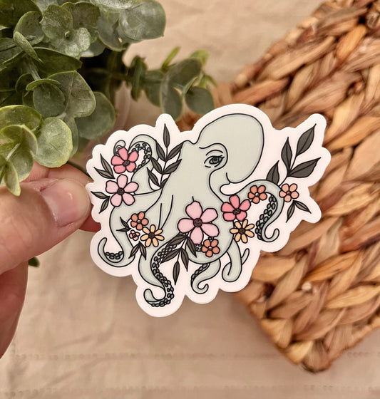 Floral Octopus Sticker