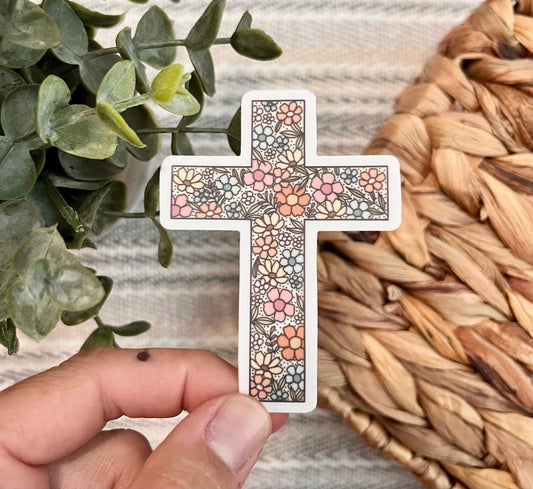 Floral Cross Sticker