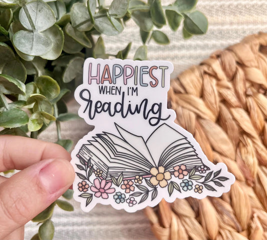 Happiest When Reading Sticker