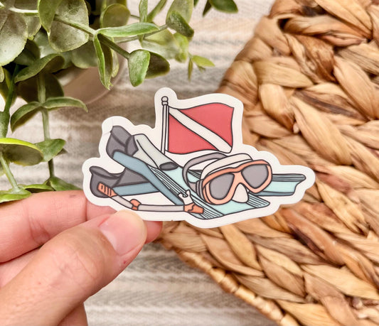 Scuba Snorkle Flag Sticker