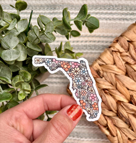 Floral Florida State Sticker