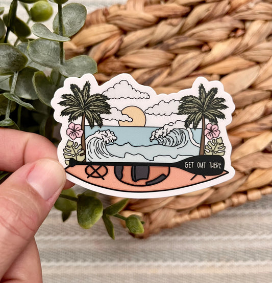 Get Out There Beach Kayak Sticker