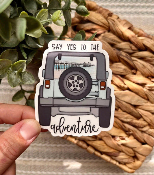Say Yes to the Adventure Beach Jeep Sticker