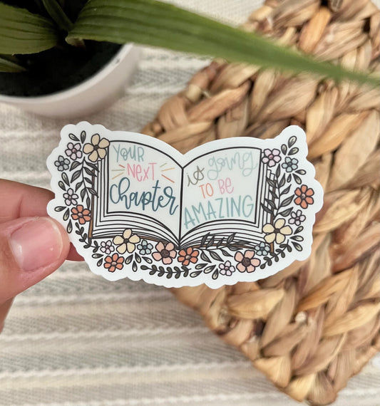 Floral Open Book Sticker