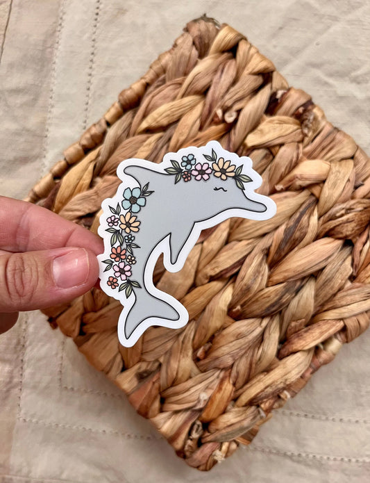 Floral Dolphin Sticker