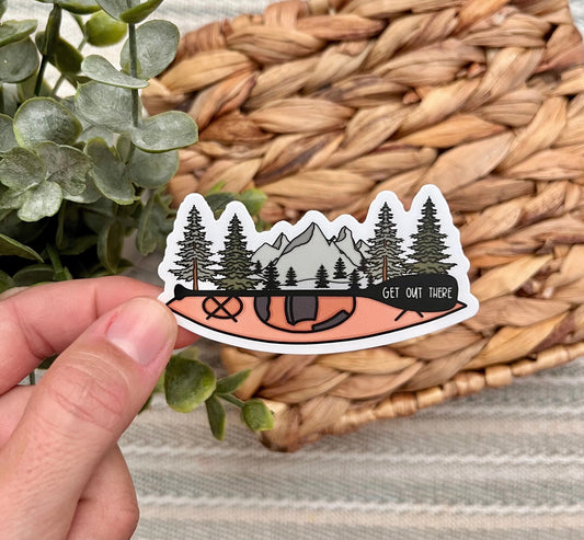 Get Out There Mountain Kayak Sticker