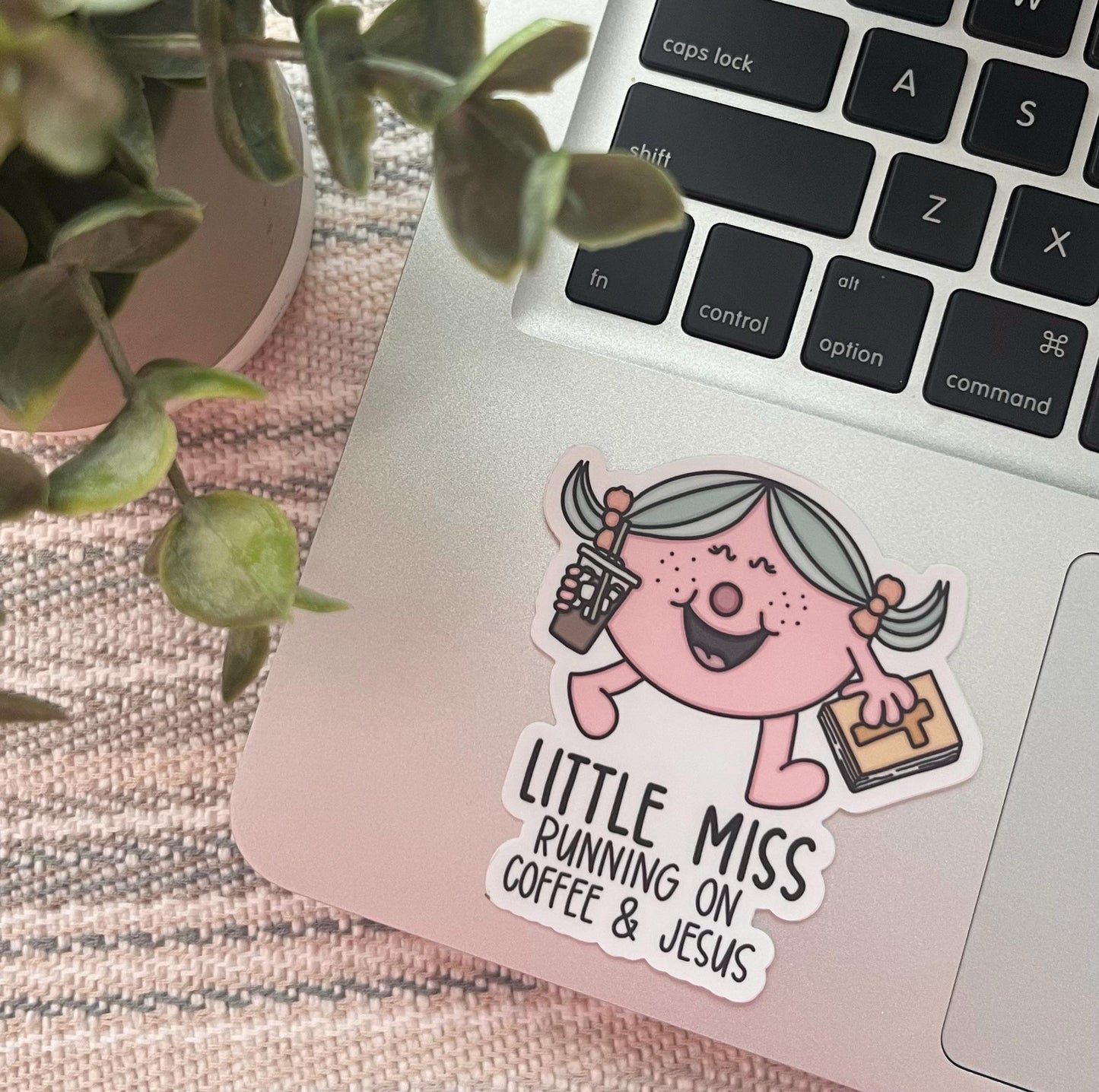 Little Miss Coffee and Jesus Sticker
