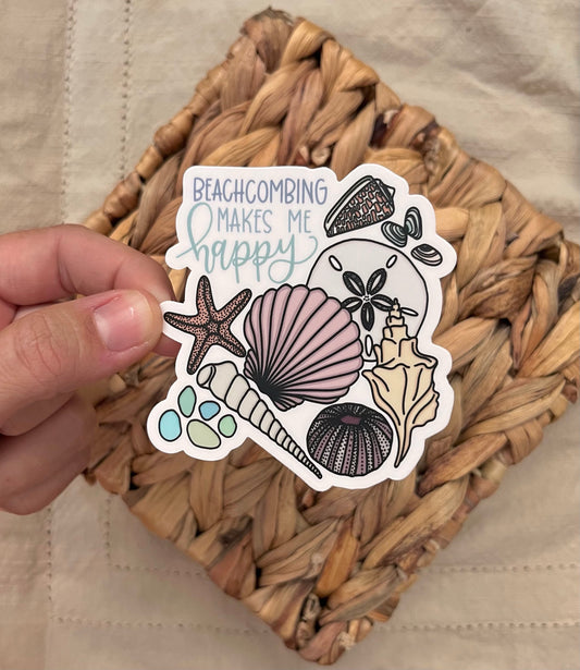 Beach Combing Shell Sticker
