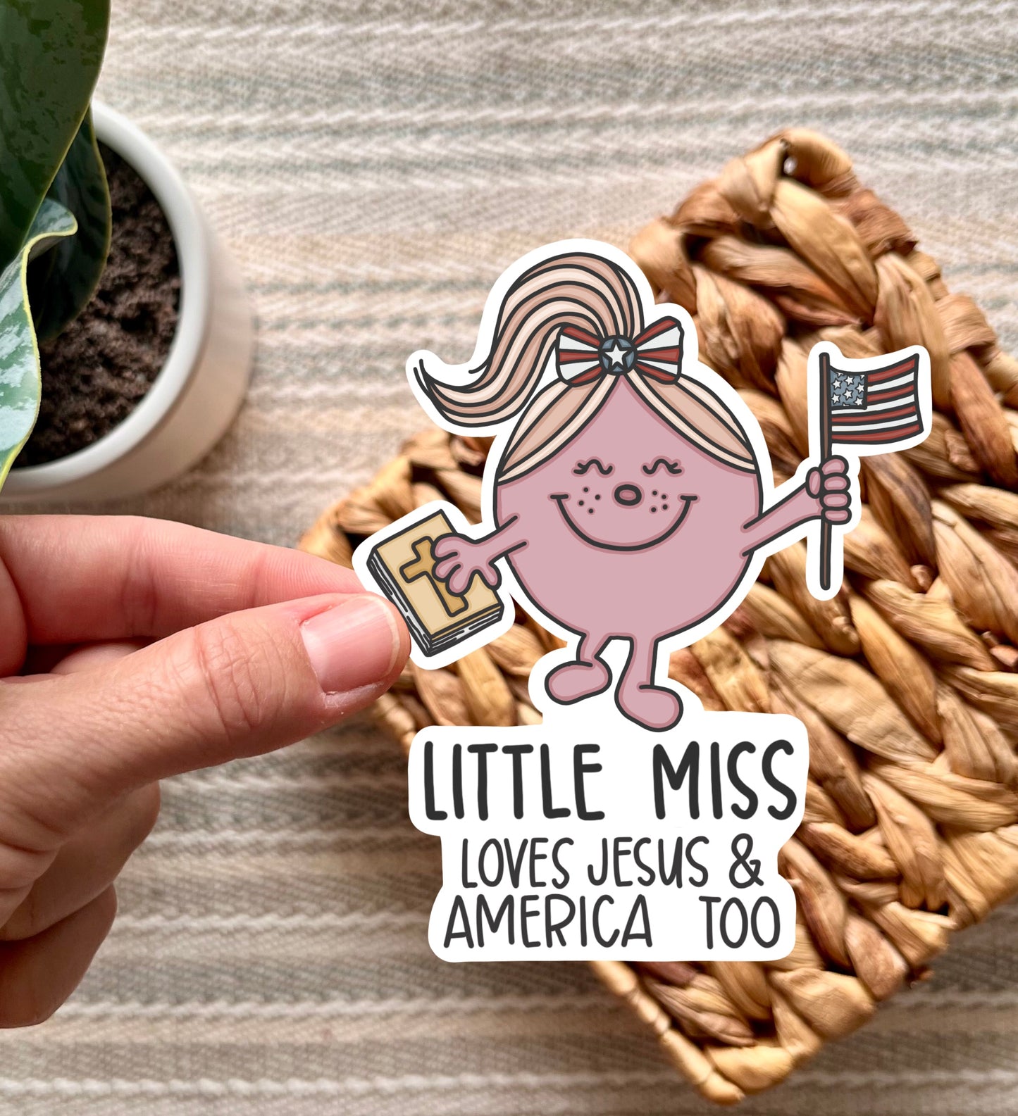 Little Miss Loves Jesus & America too Sticker